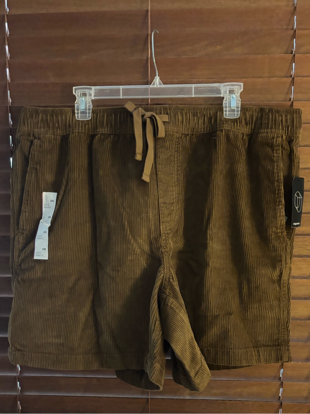 Men's Corduroy Drawstring Cargo Shorts - Brown